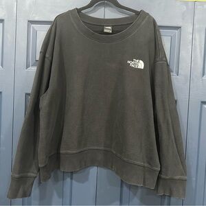 The North Face Women's Black/Gray Cropped Crewneck Sweatshirt Size XXXL